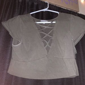 Army green crop top